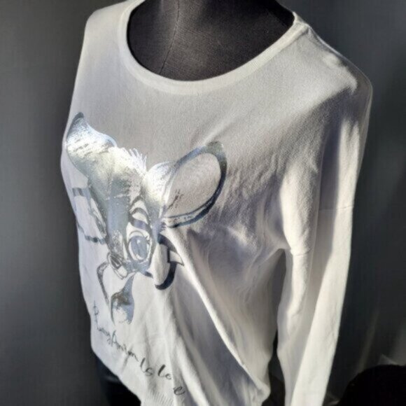 Elissia Italy Metallic Silver Bambi Print Top NWT Sz Medium - Picture 4 of 12